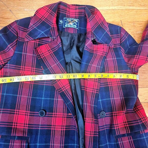 Woman's American Living preppy plaid academia button up long sleeve overcoat S - Picture 12 of 13